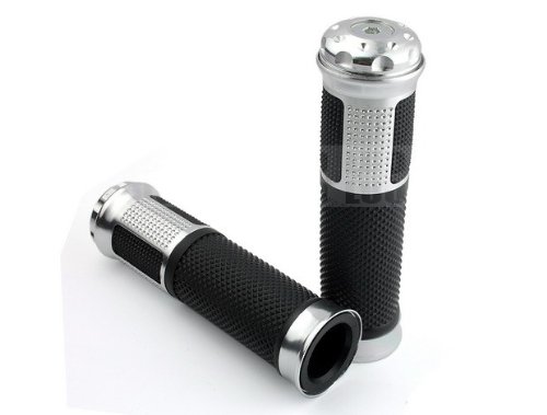 Pair Silver Motorcycle Racing Soft Rubber Handlebar Aluminum Hand Grips 7/8(22mm) For Suzuki GSR750/ABS 2011-2012 Grips LUO LUOO-MOTO-Handle553-060-silver