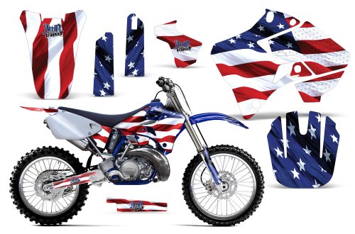 Stars & Stripes-AMRRACING MX Graphics decal kit fits Yamaha YZ 125/250 (1996-2001)-Red-White-Blue Decals AMR Racing EB2-6564
