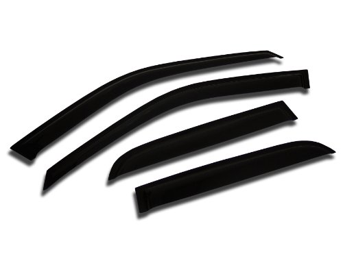 TuningPros WV-557 Window Visor Deflector Rain Guard Dark Smoke 4-pc Set Body TuningPros WV-557
