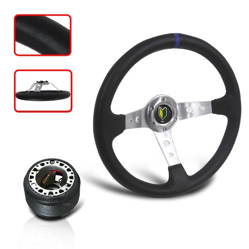 2006 ACCENT JDM DRESS UP HORN BUTTON WITH STEERING WITHHEEL WITH ADAPTER HUB KIT Steering System JDM Sport HUB-R2+WHEEL-006BL+BUTTON-005