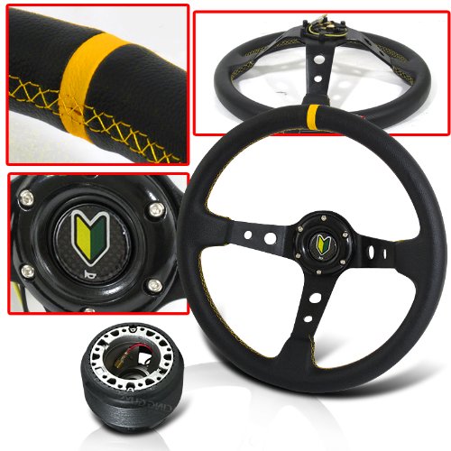 Steering System JDM Sport HUB-OH08+WHEEL-008YL+BUTTON-005