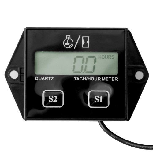 1x Black 2 & 4 Stroke Small Engine Spark UTV ATV Outboard Bike PWC Tachometer Hour Meter + User Manual Tachometers Astra Depot E08-023-AAA-1