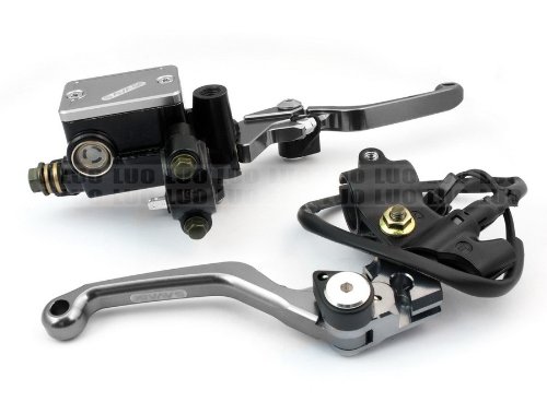 Motorcycle Racing CNC Gray Billet Front 3 Fingers Length Pivot Brake Master Cylinder & Cable Clutch Reservoir Levers 7/8(22mm) Handlebar For Yamaha MT-01 2004 2005 2006 2007 2008 2009 2010 Pads Luo Luo LUOO-R-P-L-016