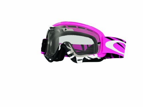 Oakley O-Frame MX Razrwire Goggles with Pink Print Frame (White Frame/Clear Lens) Goggles Oakley 59-431