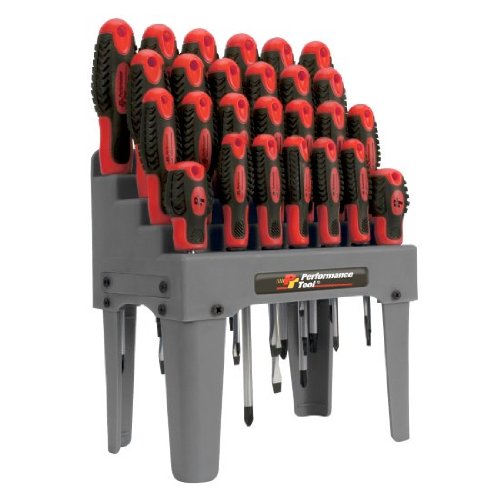 Performance Tool (W1726) 26-Piece Screwdriver Set with Rack Screwdrivers Performance Tool and Abrasives W1726