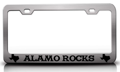 ALAMO ROCKS Texas Map Steel Metal License Plate Frame Ch # 1 Frames Tag Xpress fexc00001825397