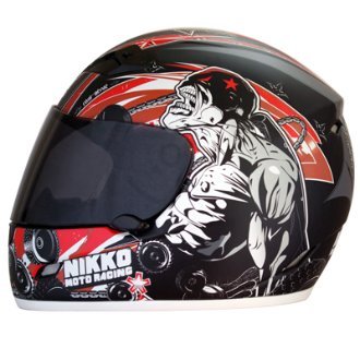 Nikko MotoRacing N922 Matte Black Red Raw Nerve Helmet - XX Large Helmets Nikko MotoRacing NMR-922-04-RNV-MRD-XXL
