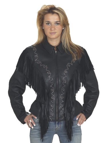 Ladies Jacket w/ Studs and Fringe-L Jackets & Vests RumblersGear RG257-L