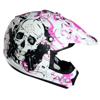 Nikko MotoRacing N716 Matte White Pink Blazing Gun Helmet - Small Helmets Nikko MotoRacing NMR-716-01-BZG-MPK-S