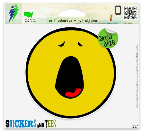 Smiley Yawn Vinyl Car Bumper Window Sticker 8 x 8 Bumper Stickers Stickers and Tees 1267C