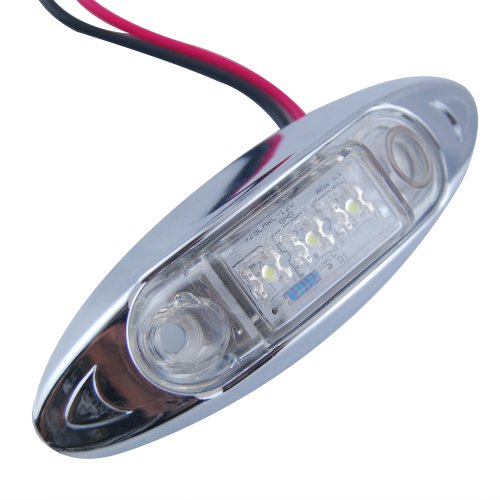 2 Pcs Waterproof 12V 24V 3 LED Trailer Truck Sealed Light Side Marker Clearance Lamp White Indicators 3.9 x 1.3 Top Clearance Marker Assemblies THG LEDSLW02-2
