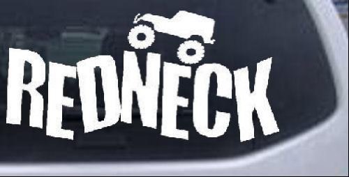 Redneck Jeep Country Car Window Wall Laptop Decal Sticker -- White 6in X 3in Wall Stickers & Murals Rad Dezigns 12061_White_6inX3in