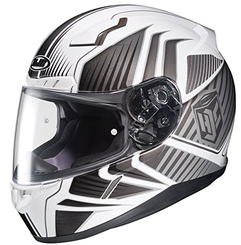 HJC CL-17 Redline - Full Face Motorcycle Helmet - Silver/White - LG Helmets HJC Helmets 828-904