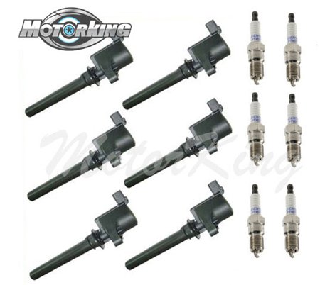 IC016 DG513 UF406 4511 02-07 Ford Mercury Mazda 3.0L 6 Ignition Coil + 6 Denso Spark Plug Taurus Sable 6 MPV 02 03 04 05 06 07 Coils MotorKing IC016