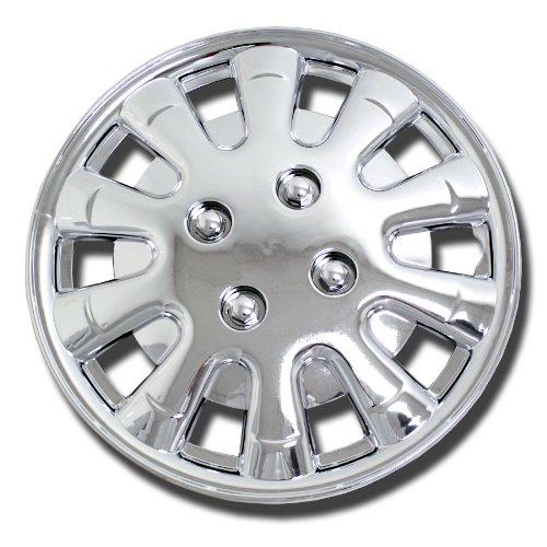TuningPros WSC-303C15 Chrome Hubcaps Wheel Skin Cover 15-Inches Silver Set of 4 Hubcaps TuningPros WSC-303C15
