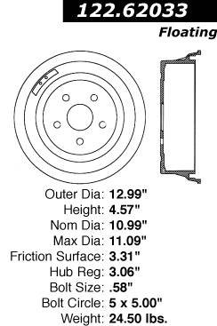 Centric (123.62033) C-Tek Brake Drum Drums Centric 123.62033