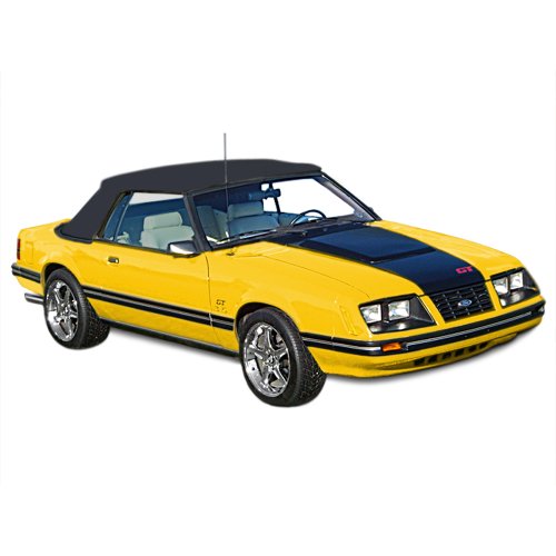 Ford Mustang Convertible Top for 83-90 Models in Pinpoint Vinyl with Glass Window, Black Tops & Roofs Sierra Auto Tops & Seats 10-11-MUS-200