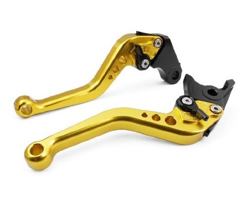 POWTEC PT-122 Adjustable short Brake and Clutch Levers for KAWASAKI ZX636R/ZX6RR 05-06-Gold Brake RIDEIT PT-122-Gold