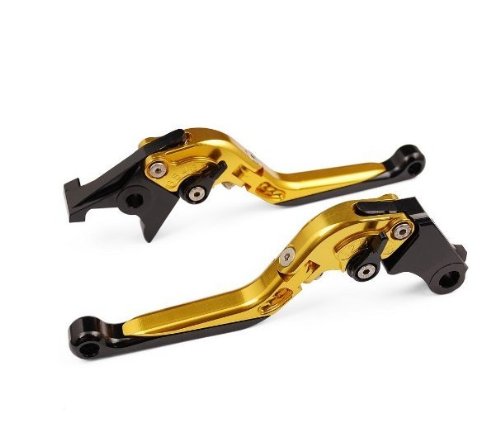 POWTEC PTF-230 Adjustable Folding CNC Racing Brake and Clutch Levers for YAMAHA YZF R6 05-13-Gold Brake RIDEIT PTF-230-Gold