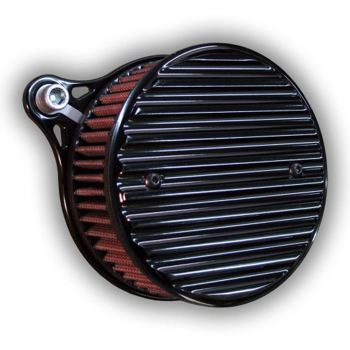 FIGURE MACHINE - TCFLOW-R5 CLASSIC - TWIN CAM AIR CLEANER (2008+ TOURING MODELS) WITH 5 K&N FILTER AND RIBBED FACE - VIVID BLACK Air Filters Figure Machine 607-1303