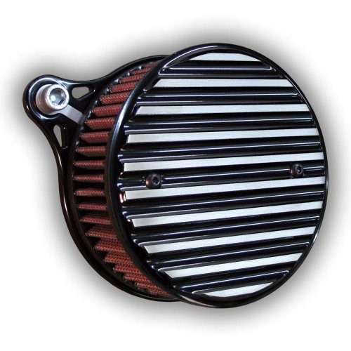 FIGURE MACHINE - TCFLOW-R5 CLASSIC - TWIN CAM AIR CLEANER (2008+ TOURING MODELS) WITH 5 K&N FILTER AND RIBBED FACE WITH CONTRASTING FINS - BLONDE SILVER Air Filters Figure Machine 607-1309