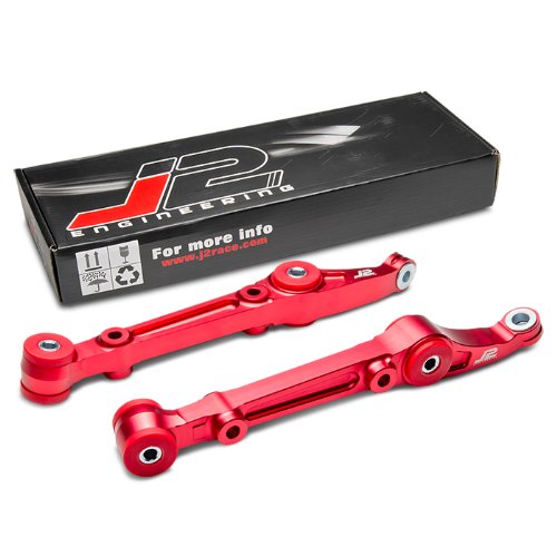 DPT, J2-F-LCA-HC88-RD, J2 Engineering Honda Civic Del Sol Acura Integra Aluminum Red Anodized Suspension Front Lower Control Arm with Bushing Kit Control Arms DPT J2-F-LCA-HC88-RD