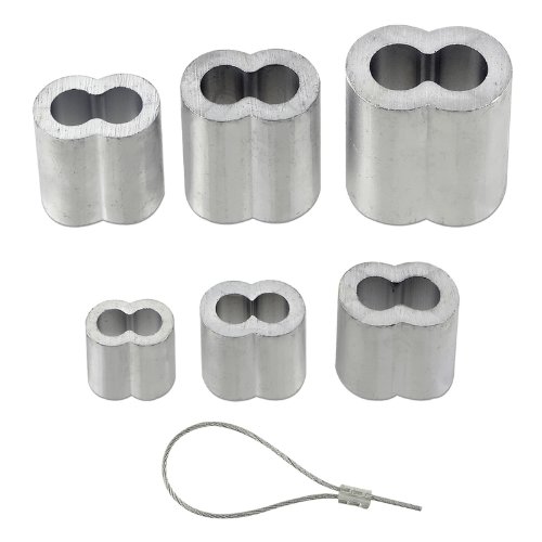 Large Singular Aluminum Wire Rope Sleeves Hourglass Figure 8 Duplex - Select Size 3/8 to 3/4 Cables Safeland Ind. 8574R