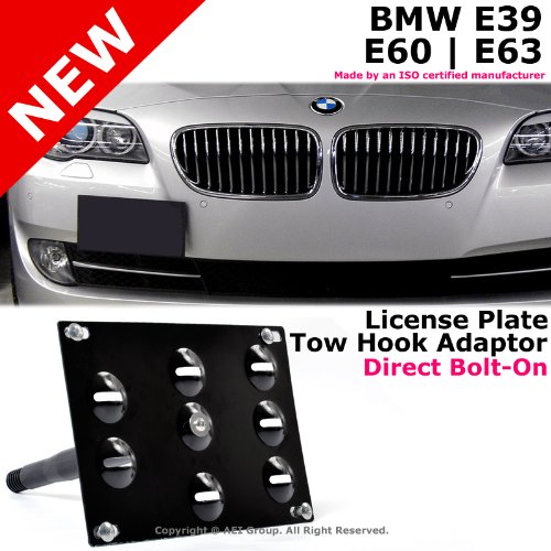 BMW E39 E60 E63 95-10 Bumper Tow Hook Mount Adaptor License Plate Bracket Bumpers Advan-Emotion 1-LPB-BME39-BK