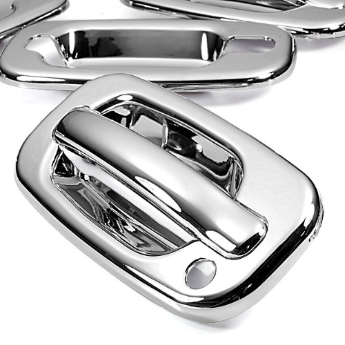Triple Chrome Mirror Side Door Handle Cover Trims With Passenger Key Hole For 2002-2006 Cadillac Escalade/Chevy Avalanche 2000-2006 Chevy Avalanche Chevy Tahoe GMC Yukon/Yukon XL/Yukon Denali Chevy Suburban 1999-2006 GMC Sierra Chevy Silverado Body phgiveu CH-01-0097