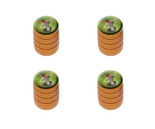 Anna's Hummingbird - Bird Tire Rim Wheel Aluminum Valve Stem Caps - Orange Color Valve Stems & Caps Graphics and More V7237_Orange