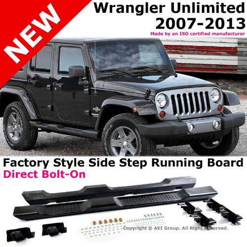 Jeep Wrangler 07-13 Unlimited 4 Door Black Running Board Side Steps Nerf Bars Running Boards Advan-Emotion 2-SB-JEWR074D-UNLTD-BK