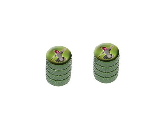 Anna's Hummingbird - Bird Motorcycle Bicycle Bike Tire Rim Wheel Aluminum Valve Stem Caps - Green Color Valve Stems & Caps Graphics and More V7237_2_Green