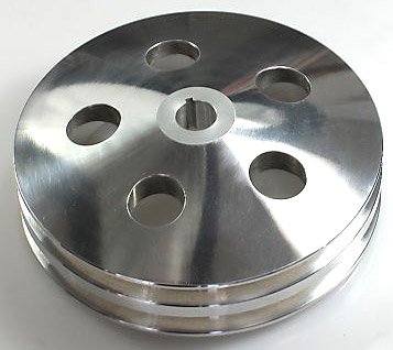 GM Chevy Polished Aluminum Power Steering Pulley Double Groove w/Key Way Power Pulleys White Racing Engines WPM-016