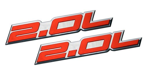 2 x (pair/Set) 2.0L Liter Embossed RED on Highly Polished Silver Real Aluminum Auto Emblem Badge Nameplate for Kia Optima SX Limited T Zheta Forte Sportage Utili Rondo Soul Spectra EX Spectra5 Exclaim Hyundai Elantra GLS Genesis Coupe Tucson GL Sonata Tiburon GS Santa Fe Subaru EJ20 Forester Impreza WRX Legacy BRZ FR-S BMW X1 X3 Sedan coupe 2 3 4 5 2dr 3dr 4dr 5dr door hatchback turbo turbocharged Decals ERPART 111-ERPEMB390RD