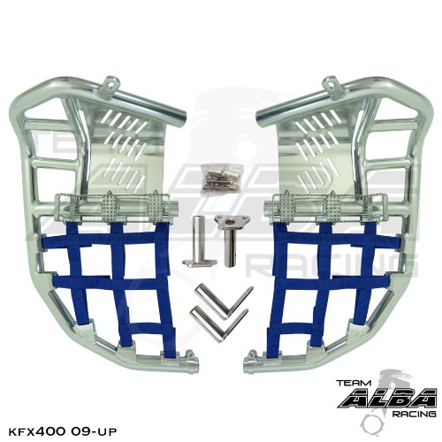 Kawasaki KFX 400 (2009 and up) Propeg Nerf Bars Silver / blue nets Nerf Bars Alba Racing Propeg Nerfbar RNB-185-T7