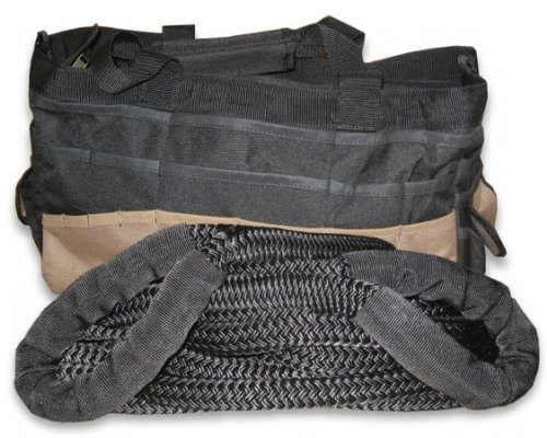 KINETIC RECOVERY ROPE MILITARY-GRADE (BLACK) - 1 inch X 30 ft with Heavy-Duty Carry Bag Recovery Straps BILLET4X4 YB130B