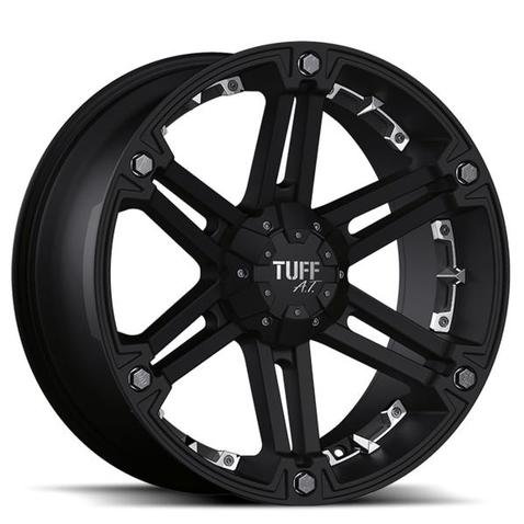 Flat Black with chrome solid inserts TUFF T01 CHROME INSERT. 17 Inch Black Matte Rims Car TUFF AT T01GK5FJ10O78