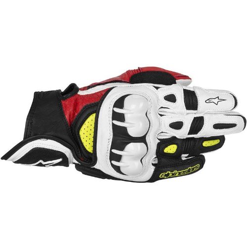 Alpinestars GPX Leather Motorcycle Gloves - Black / Red / Yellow Gloves Alpinestars AS-M-33012058