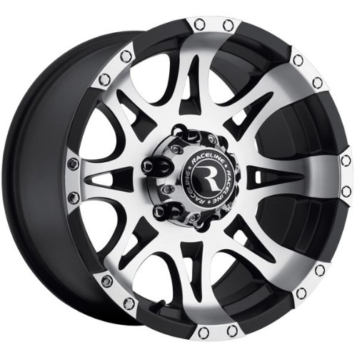 Raceline Raptor 18 Machined Black Wheel / Rim 6x5.5 with a -6mm Offset and a 106.1 Hub Bore. Partnumber 982-89060-06 Truck & SUV Raceline 982-89060-06