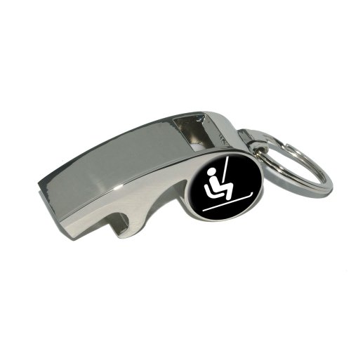Skiing Ski Lift - Plated Metal Whistle Bottle Opener Keychain Key Ring Key Chains Graphics and More K_Whistle_PS0429