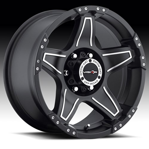 17 inch 17x8.5 Vision Off-Road Wizard Matte Black Machined Face wheel rim; 6x5.5 6x139.7 bolt pattern with a +12 offset. Part Number: 395-7883MF12 Car V-Tec 395-7883MF12