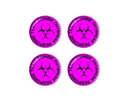 Zombie Outbreak Response Vehicle Biohazard Black on Pink - Wheel Center Cap Set of 4 Stickers Decals StickyChimp SC-Batch-C-1621