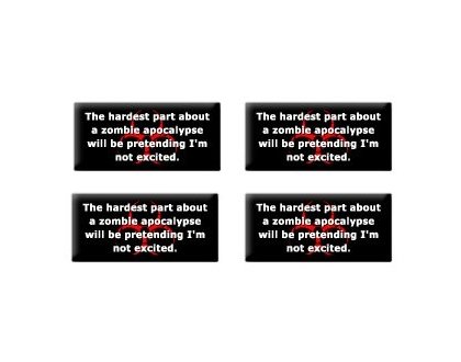 Hardest Part About A Zombie Apocalypse - Set of 4 Stickers Decals StickyChimp SC-Batch-C-1278
