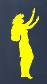 HULA GIRL - Hawaiian Dancer - Car, Truck, Notebook, Vinyl Decal Sticker #1164 | Vinyl Color: Yellow Decals StickyChimp SC-Batch-C-1780