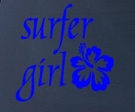 SURFER GIRL Hawaiian Tropical - Car, Truck, Notebook, Vinyl Decal Sticker #1163 | Vinyl Color: Blue Decals StickyChimp SC-Batch-C-1782