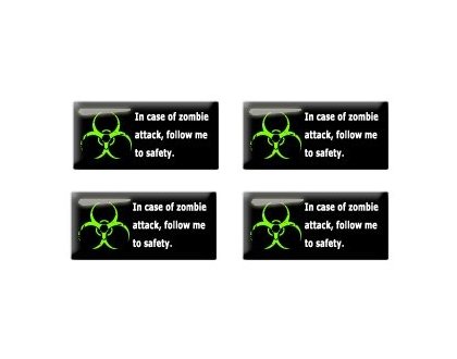 In Case Of Zombie Attack Follow Me To Safety Set of 4 Stickers Decals StickyChimp SC-Batch-C-1425