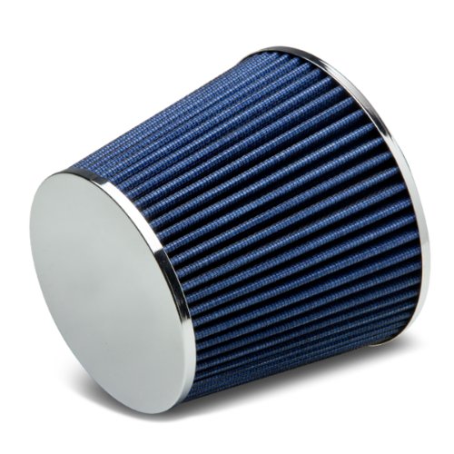 Auto Dynasty 3 Inlet x 6.5 Cold Air Intake Chrome Closed Top Blue Cone Air Filter Air Filters Auto Dynasty AD-AF-3-004-BL