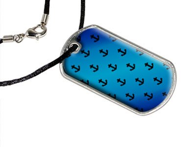 Ahoy Nautical Boat Theme Blue - Military Dog Tag Black Cord Key Chains Graphics and More d1930_C