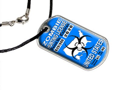 United States Zombie Hunting License Blue Permit - Military Dog Tag Cord Key Chains Graphics and More d2070_C