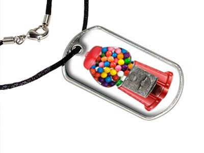 Gumball Machine - Military Dog Tag Black Cord Necklace Key Chains Graphics and More d2118_C